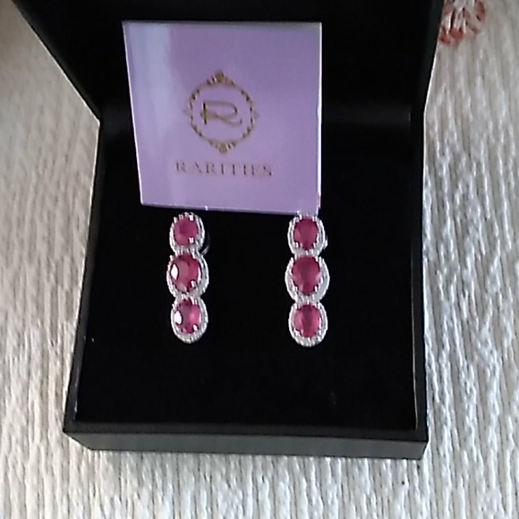 Never worn Rarities Legacy Ruby and White Zircon Earrings